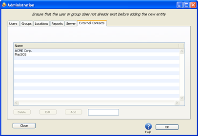 External Contacts Overview Panel