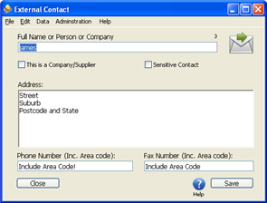 Edit External Contacts Window