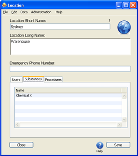 View Location Substances Panel