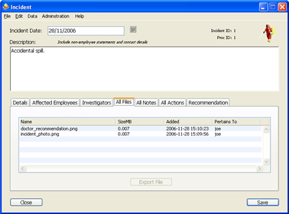 Incident Files Panel