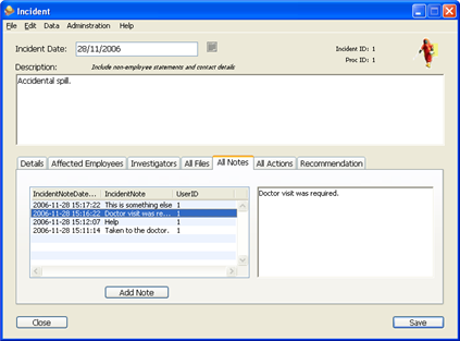 Incident Notes Panel