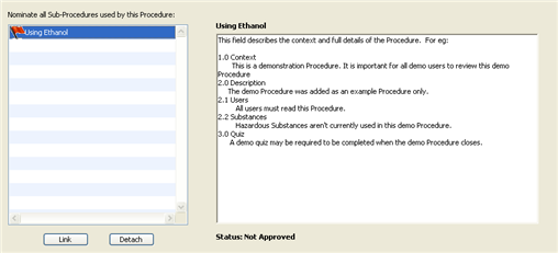 Sub-Procedures Panel