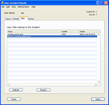 Incident User Files Panel